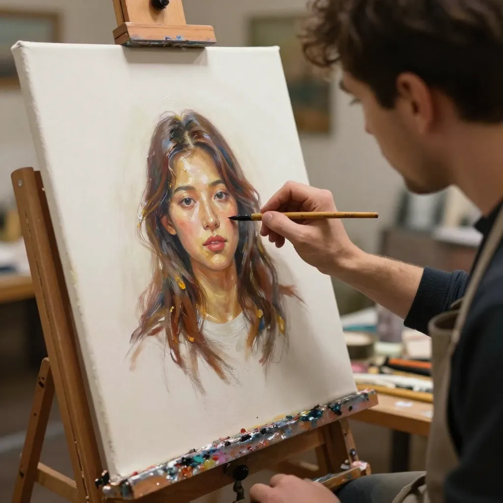 Participant working on canvas artwork